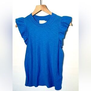 Blue Ruffle Sleeve Women's Top